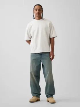 Tjock oversized-tröja i fransk frotté
