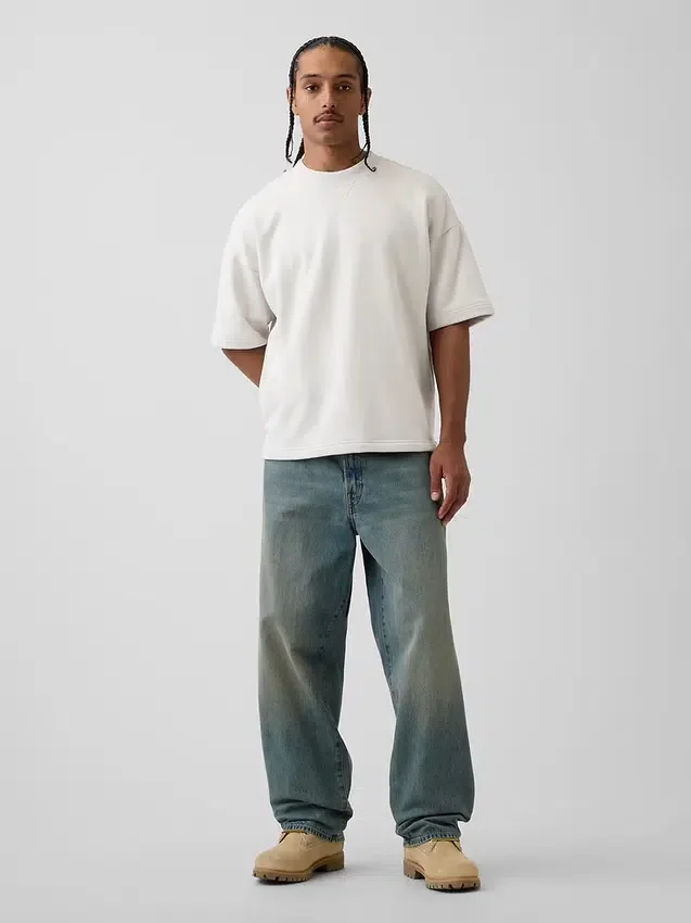 Tjock oversized-tröja i fransk frotté
