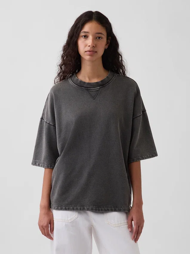 Tjock oversized-tröja i fransk frotté