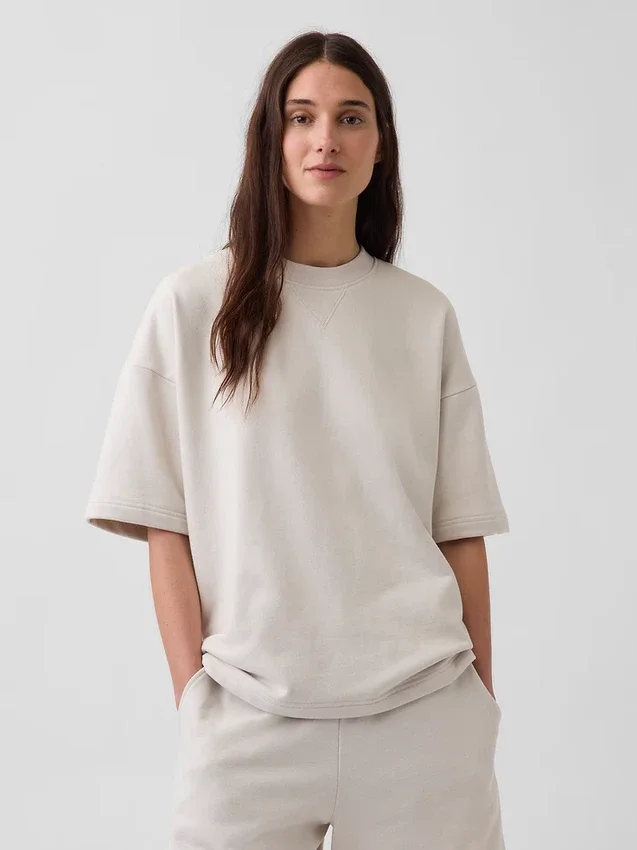 Tjock oversized-tröja i fransk frotté
