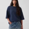 Tjock oversized-tröja i fransk frotté