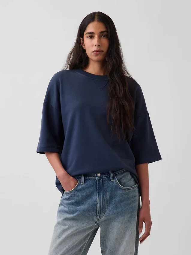 Tjock oversized-tröja i fransk frotté