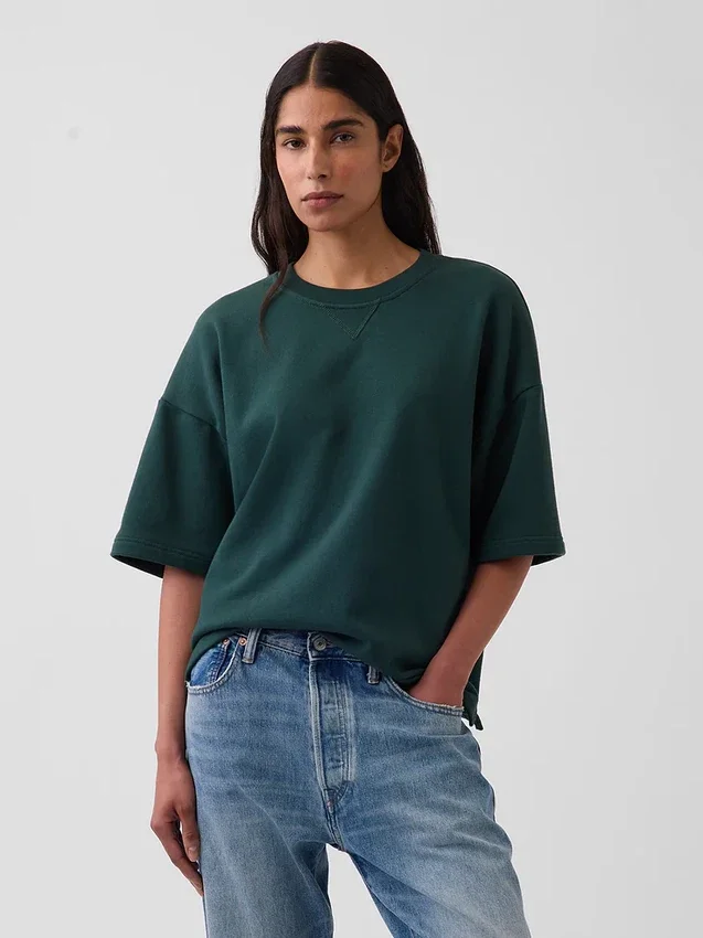Tjock oversized-tröja i fransk frotté