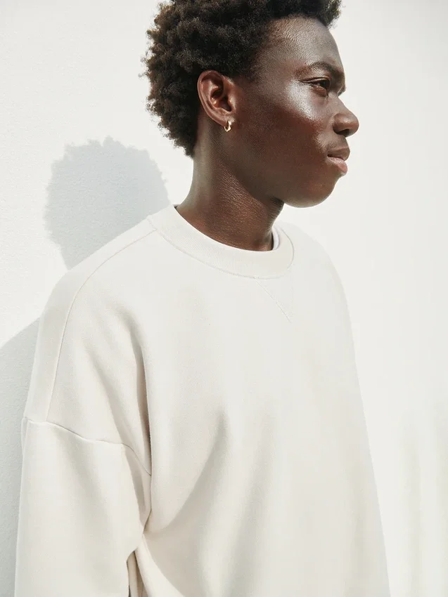Tjock oversized-tröja i fransk frotté
