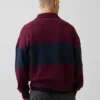Tjock, oversized tröja med halv dragkedja och ränder