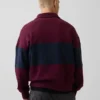 Tjock, oversized tröja med halv dragkedja och ränder
