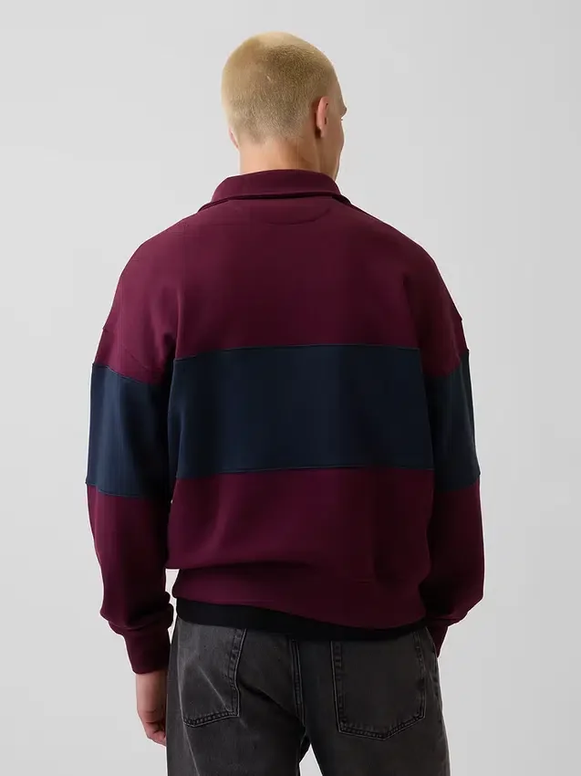 Tjock, oversized tröja med halv dragkedja och ränder