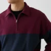 Tjock, oversized tröja med halv dragkedja och ränder