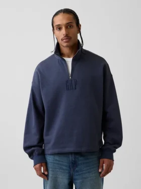 Tjock, oversized tröja med logo och kvartslås