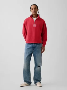 Tjock, oversized tröja med logo och kvartslås