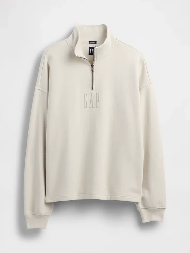 Tjock, oversized tröja med logo och kvartslås