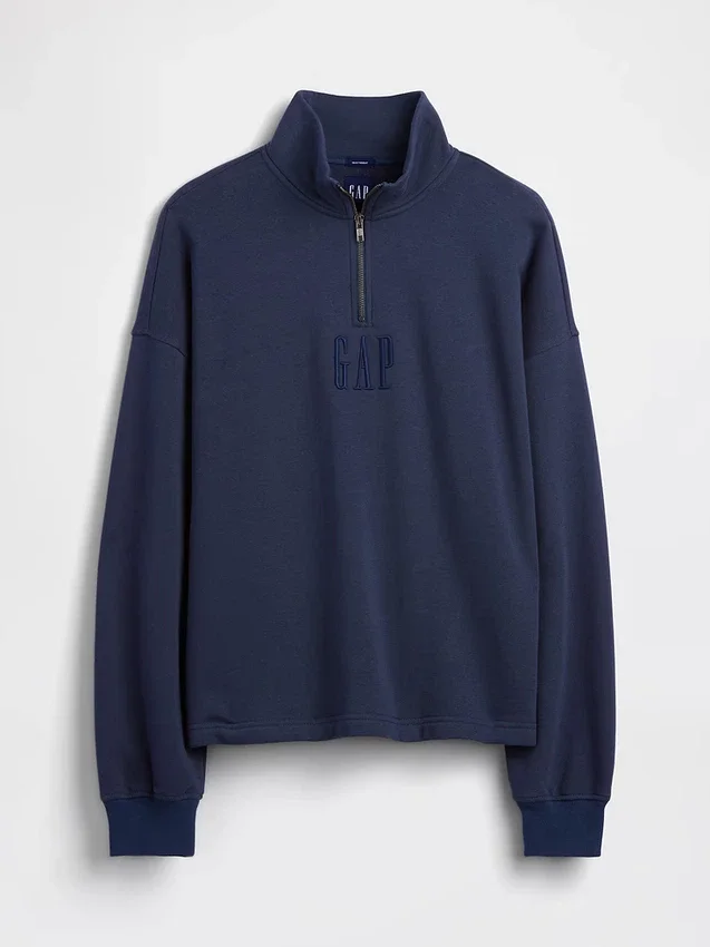 Tjock, oversized tröja med logo och kvartslås