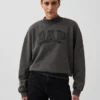 Tjock sweatshirt i fransk frotté med hög krage och oversized-passform