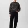Tjock sweatshirt i fransk frotté med hög krage och oversized-passform