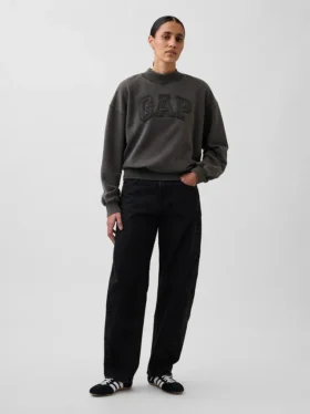 Tjock sweatshirt i fransk frotté med hög krage och oversized-passform