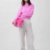 Tjock sweatshirt i fransk frotté med hög krage och oversized-passform