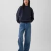 Tjock sweatshirt i fransk frotté med hög krage och oversized-passform