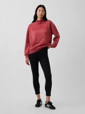 Tjock sweatshirt i fransk frotté med hög krage och oversized-passform