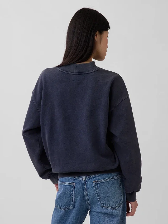 Tjock sweatshirt i fransk frotté med hög krage och oversized-passform