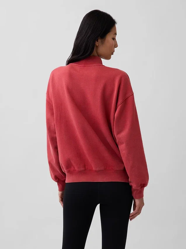 Tjock sweatshirt i fransk frotté med hög krage och oversized-passform