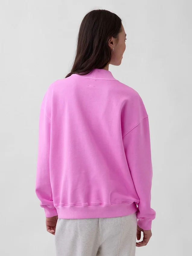Tjock sweatshirt i fransk frotté med hög krage och oversized-passform
