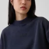Tjock sweatshirt i fransk frotté med hög krage och oversized-passform