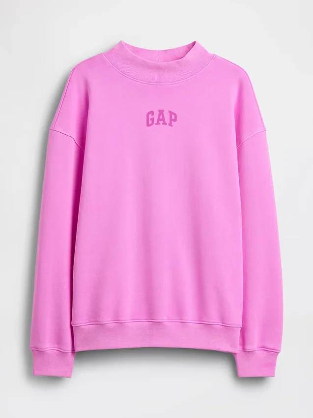 Tjock sweatshirt i fransk frotté med hög krage och oversized-passform