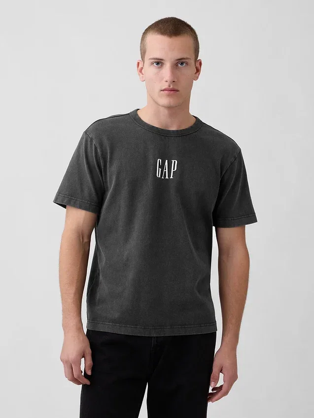 Tjock T-shirt med logo i avslappnad passform