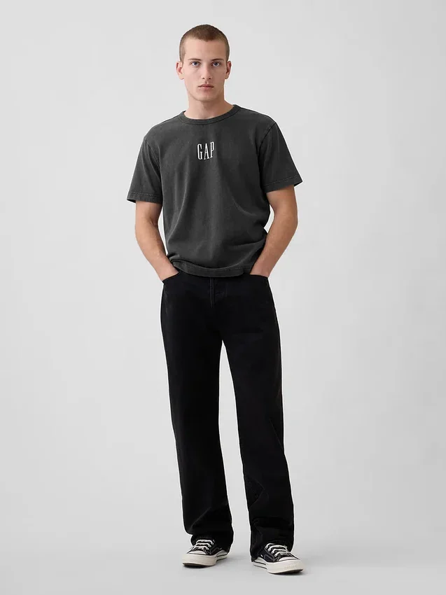 Tjock T-shirt med logo i avslappnad passform