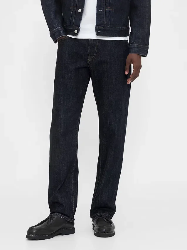 Tjocka, avslappnade raka Jeans