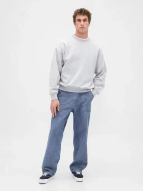 Tjocka, baggy jeans i chambray