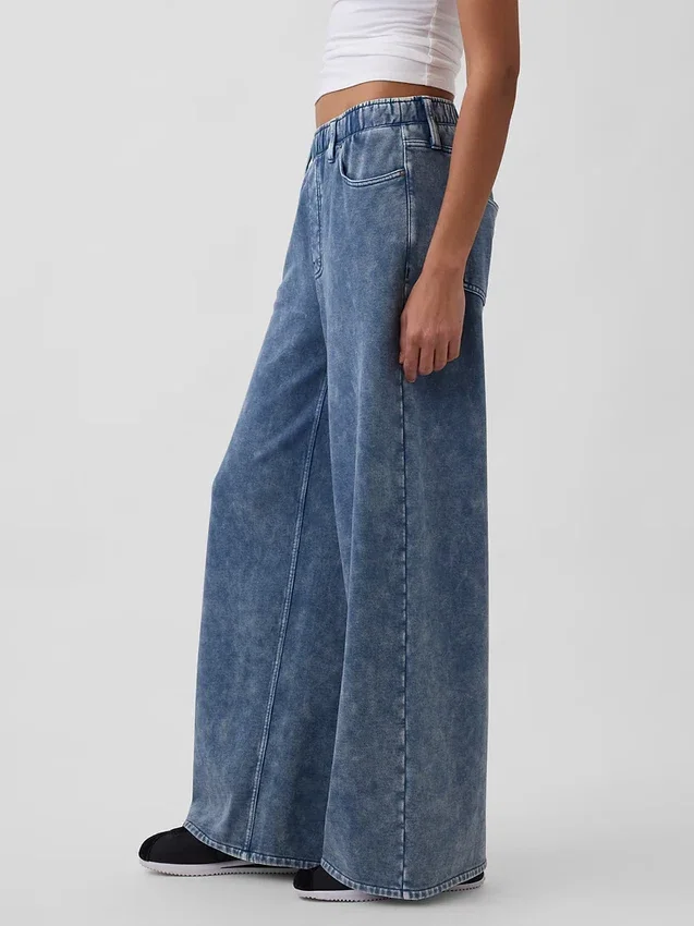 Tjocka, lediga jeansbyxor i frotte