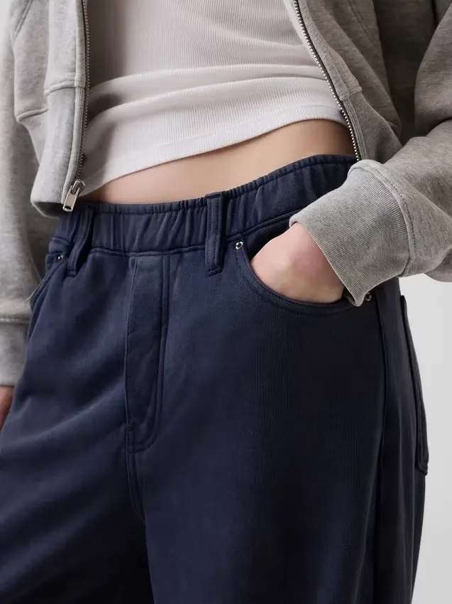 Tjocka, lediga jeansbyxor i frotte