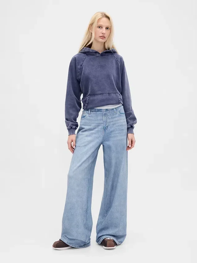 Tryckta, baggy joggingbyxor i Jeanslook