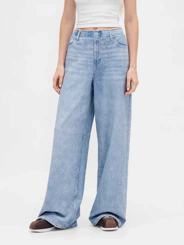 Tryckta, baggy joggingbyxor i Jeanslook