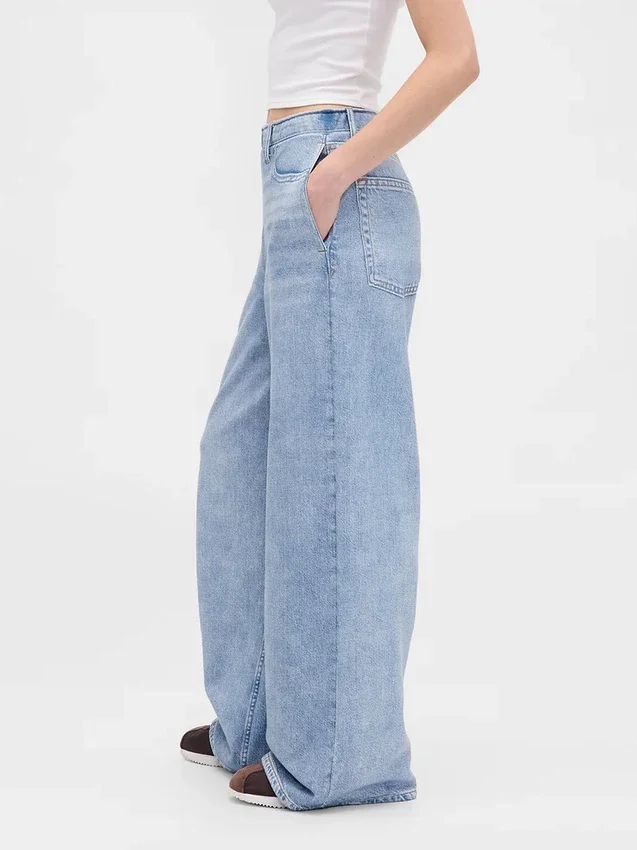 Tryckta, baggy joggingbyxor i Jeanslook