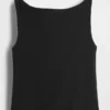 Tätstickad jersey-tanktop med båthals och kort passform