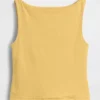 Tätstickad jersey-tanktop med båthals och kort passform