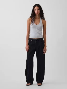 Tättstickad kort halterneck-top