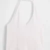 Tättstickad kort halterneck-top