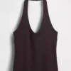 Tättstickad kort halterneck-top