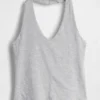 Tättstickad kort halterneck-top