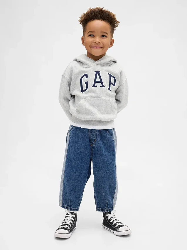 Tvåfärgade pull-on-jeans i barrel-modell för Baby & Småbarn