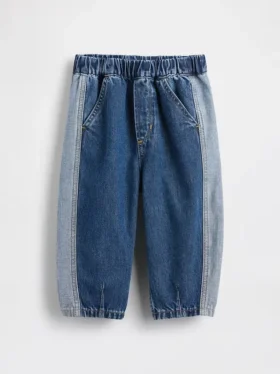 Tvåfärgade pull-on-jeans i barrel-modell för Baby & Småbarn