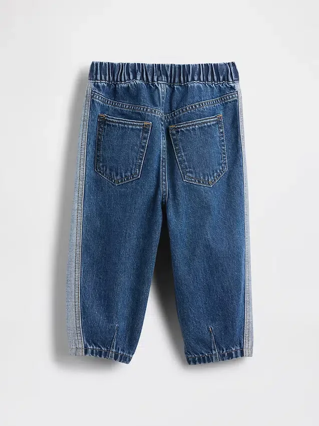 Tvåfärgade pull-on-jeans i barrel-modell för Baby & Småbarn