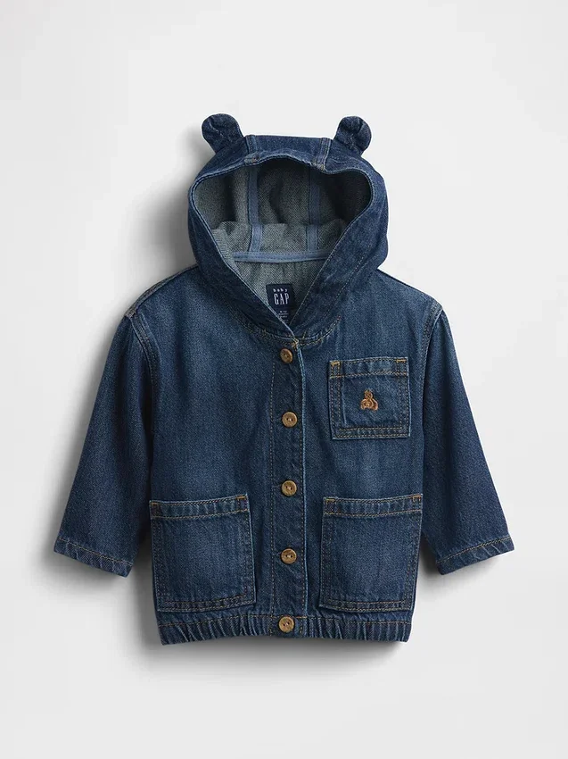 Ultramjuk denimjacka med huva för spädbarn