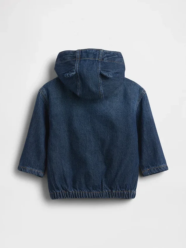 Ultramjuk denimjacka med huva för spädbarn