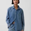Ultramjuk denimskjorta i oversized-modell