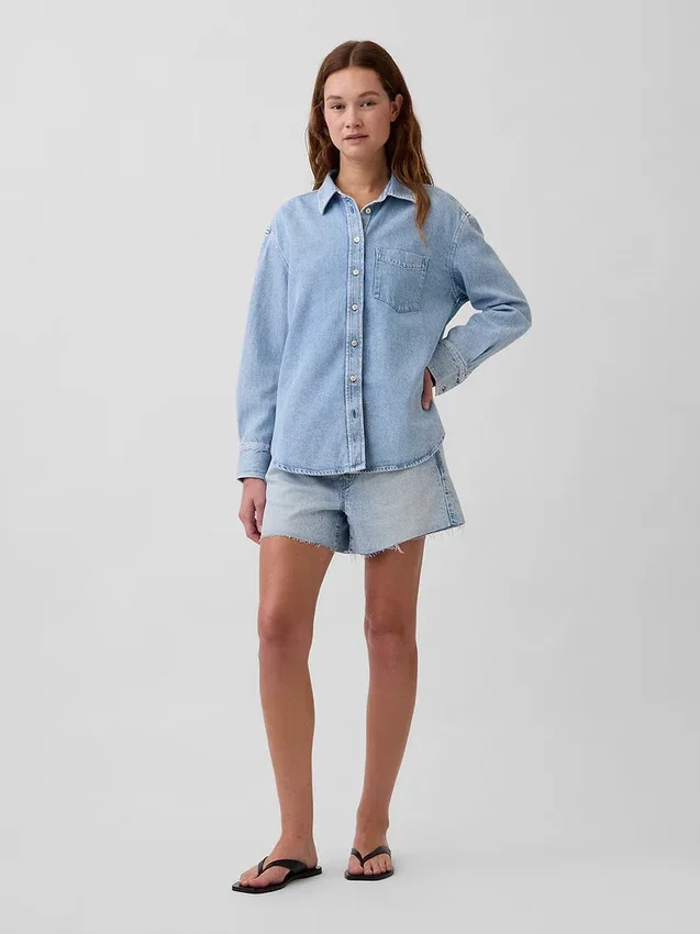 Ultramjuk denimskjorta i oversized-modell