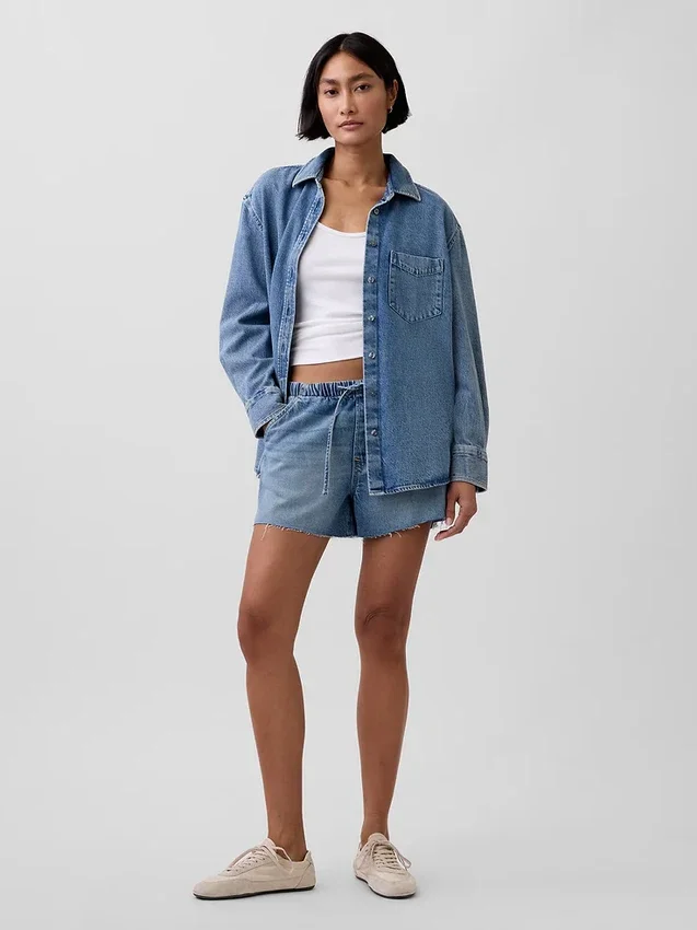 Ultramjuk denimskjorta i oversized-modell